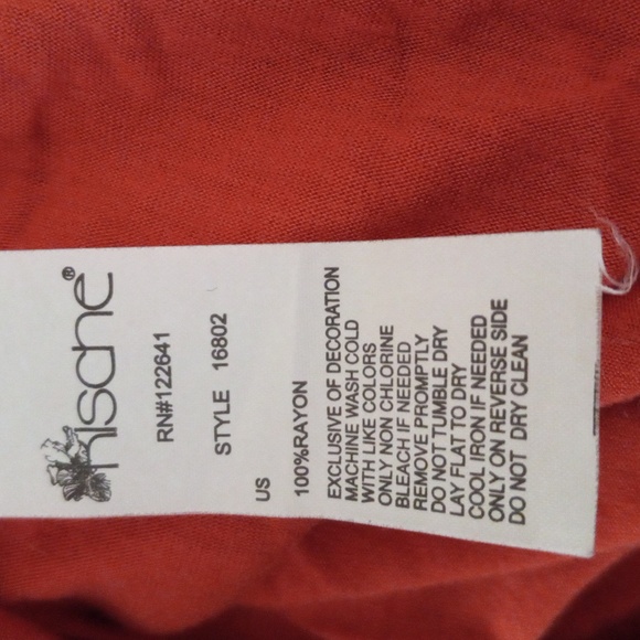 KISCHE low v-neck shoulder studs. M/L 100% rayon soft and sexy burnt orange nwot - Picture 6 of 6